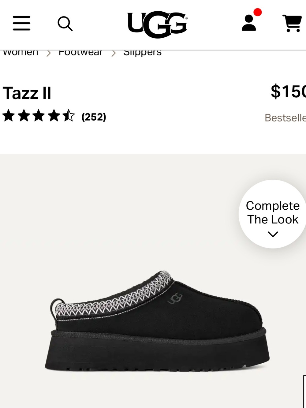 UGG Tazz II Slip-On Mule in Black with White Contrast Trim